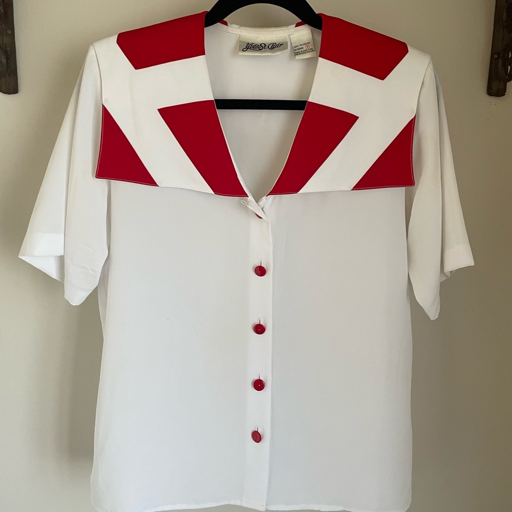 80’s Sailor, Nautical Color Block Blouse